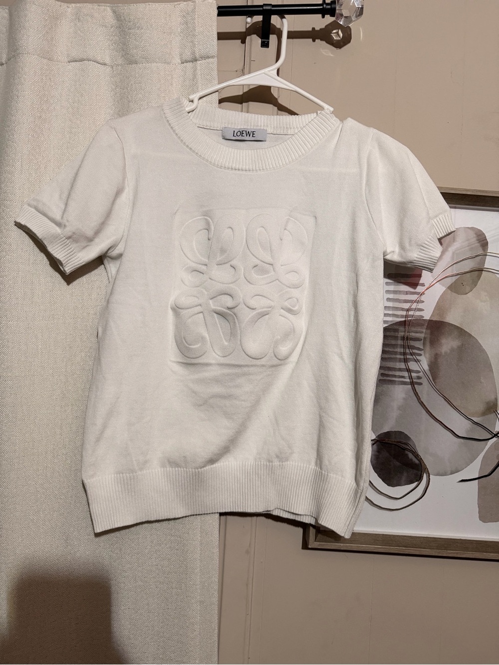 Loewe Ivory Embossed Anagram Knit Tee